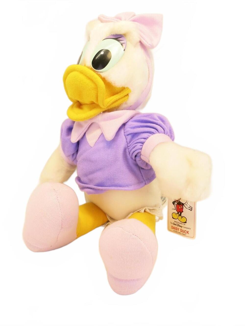 Vintage Disney Authentic Daisy Duck Plush 13.5" Stuffed Animal Toy Purple Bow